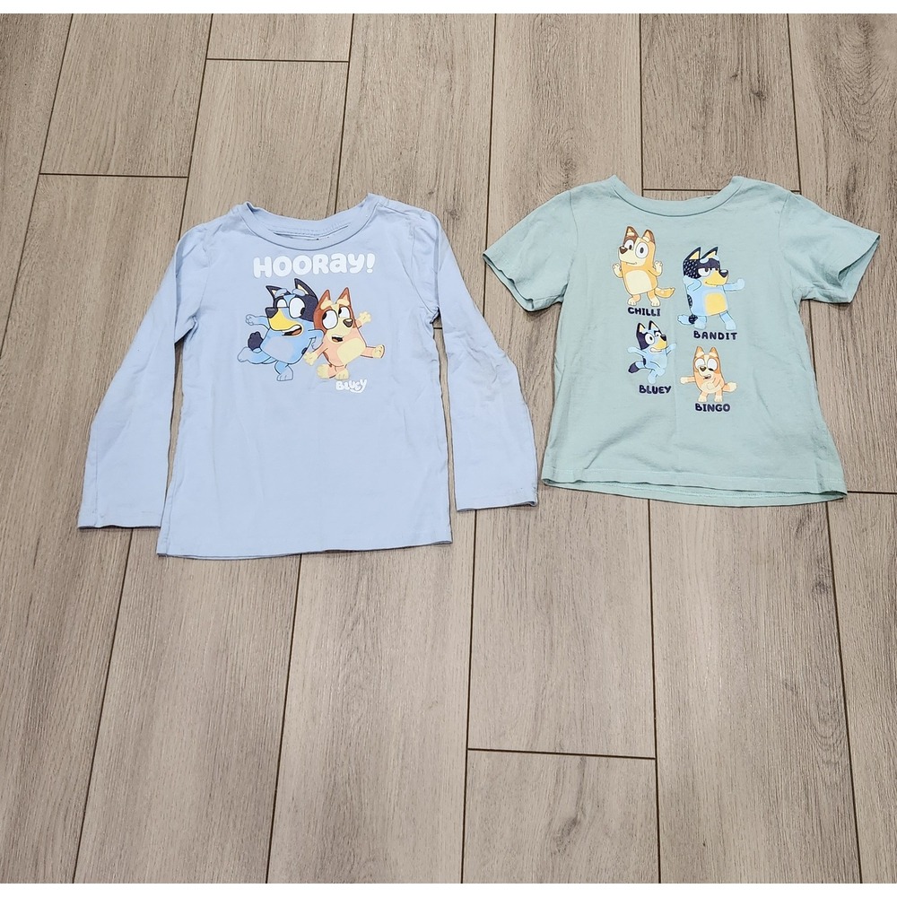 Bluey Kids Graphic T-Shirt Set 2pc Long Short Sleeve size 4T Hooray Bandit Top